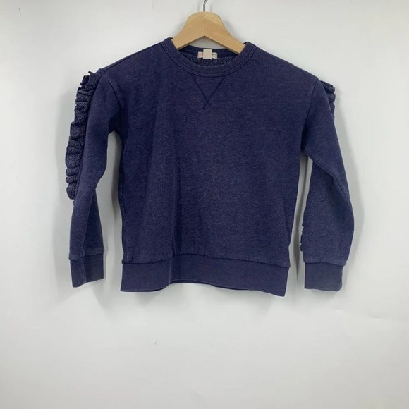 Crewcuts Everyday Girls Ruffle Sleeve Crew Neck Long Sleeve Sweatshirt Size 6-7 - Picture 1 of 9